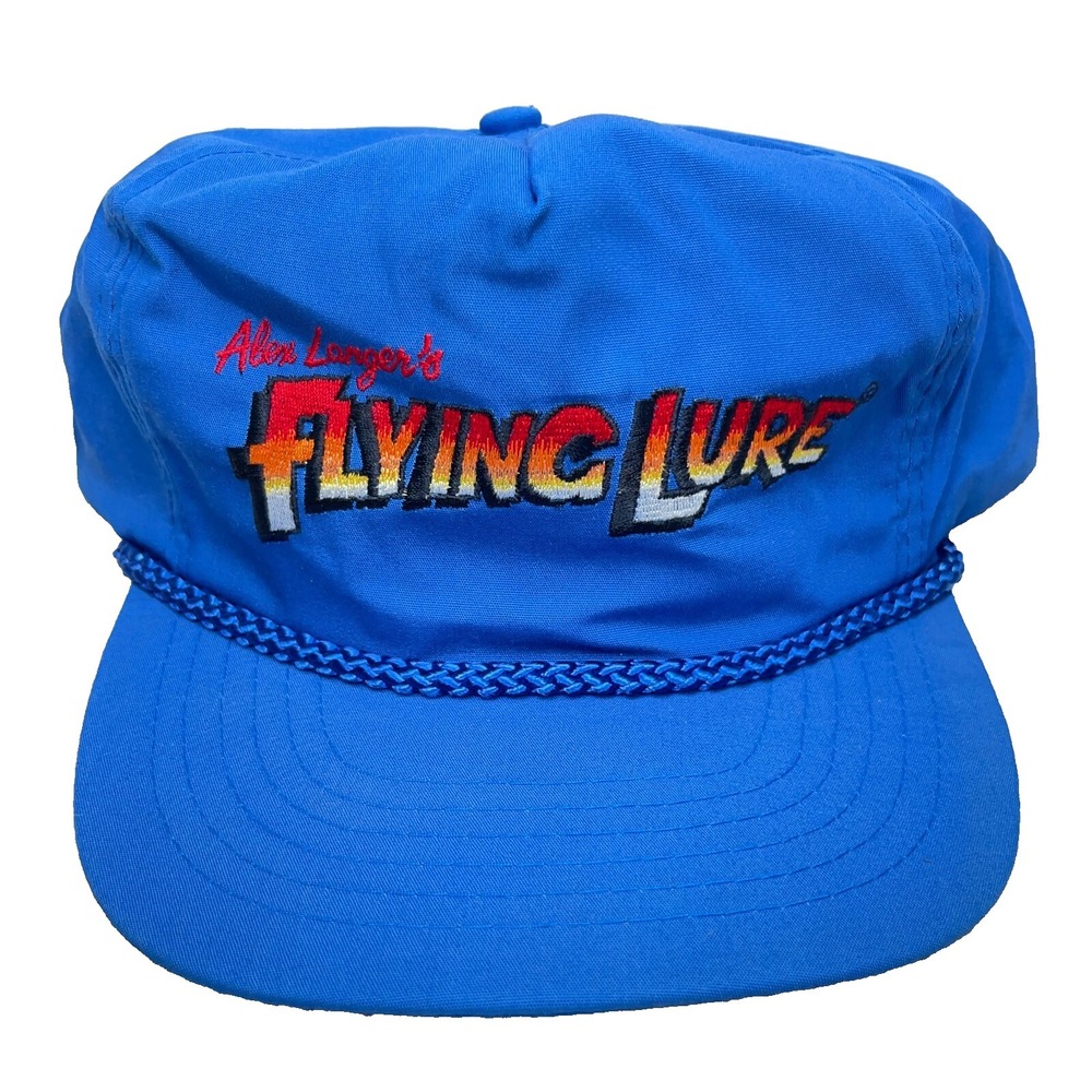 Vintage Alex Langer's Flying Lure Fishing Hat Cap Trucker Rope 90s Snap Back